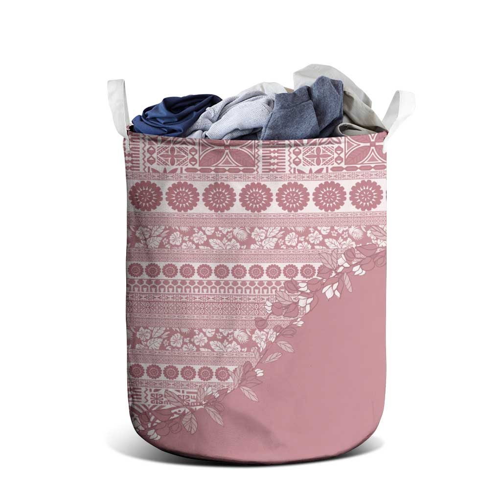 Fiji Marau na Kerisimasi Laundry Basket Dusty Rose Tagimoucia Tapa Masi Tribal - Polynesian Pride