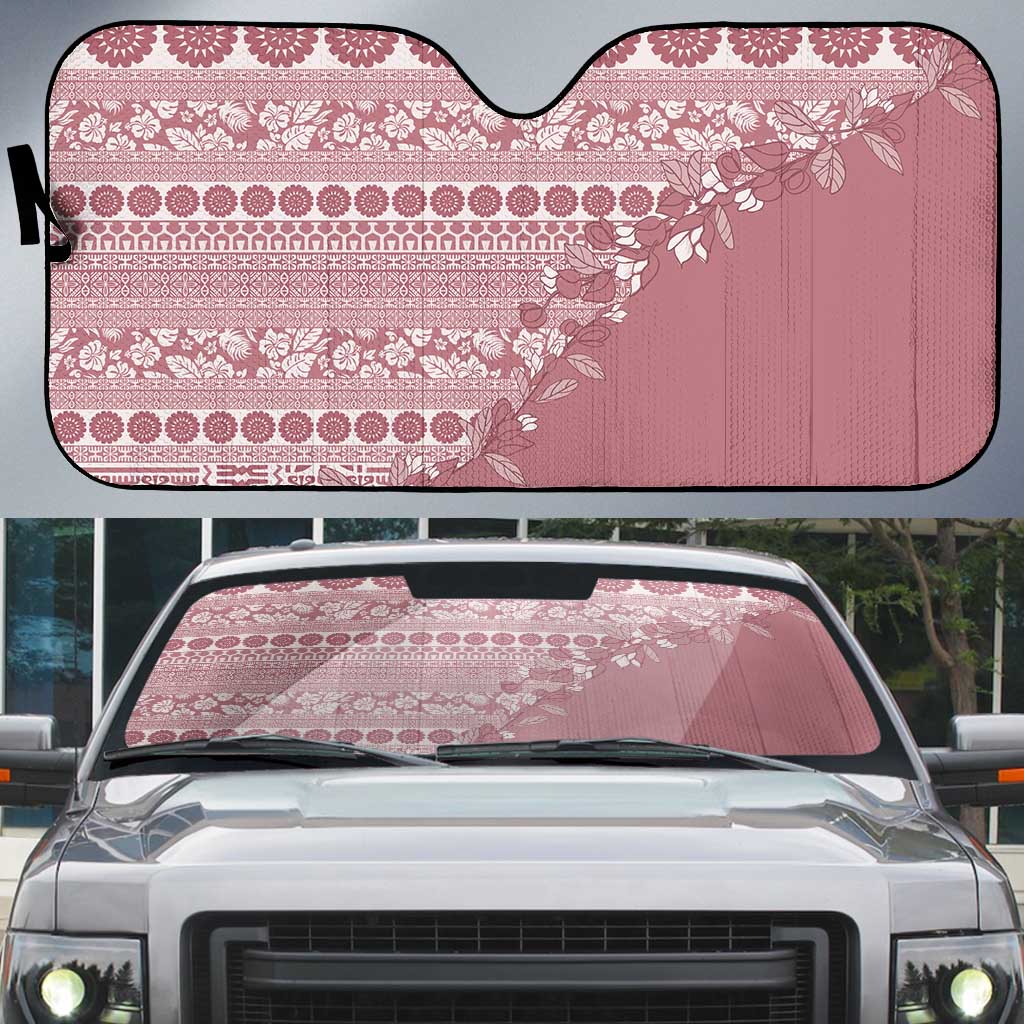 Fiji Marau na Kerisimasi Auto Sun Shade Dusty Rose Tagimoucia Tapa Masi Tribal - Polynesian Pride