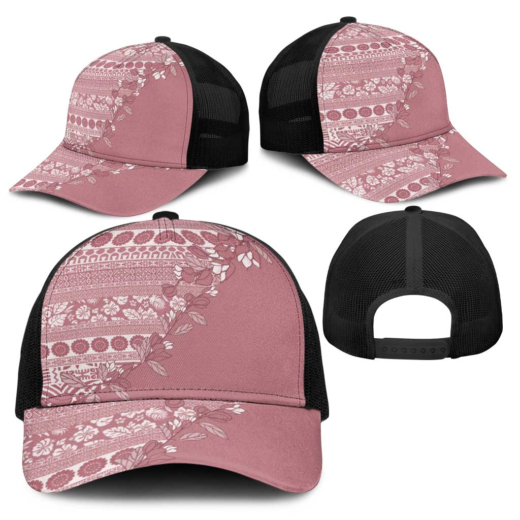 Fiji Marau na Kerisimasi Baseball Net Cap Dusty Rose Tagimoucia Tapa Masi Tribal - Polynesian Pride
