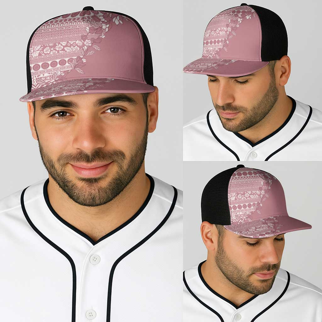 Fiji Marau na Kerisimasi Baseball Net Cap Dusty Rose Tagimoucia Tapa Masi Tribal - Polynesian Pride