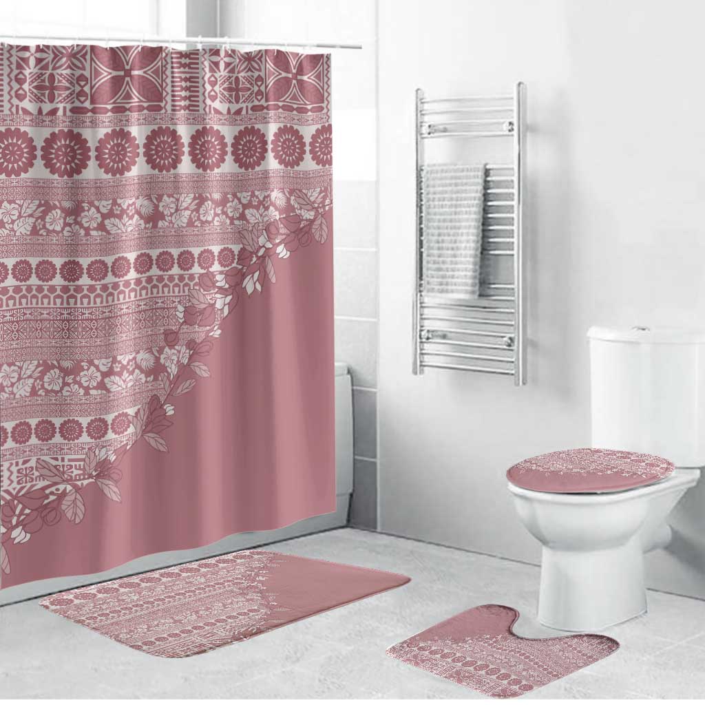 Fiji Marau na Kerisimasi Bathroom Set Dusty Rose Tagimoucia Tapa Masi Tribal - Polynesian Pride