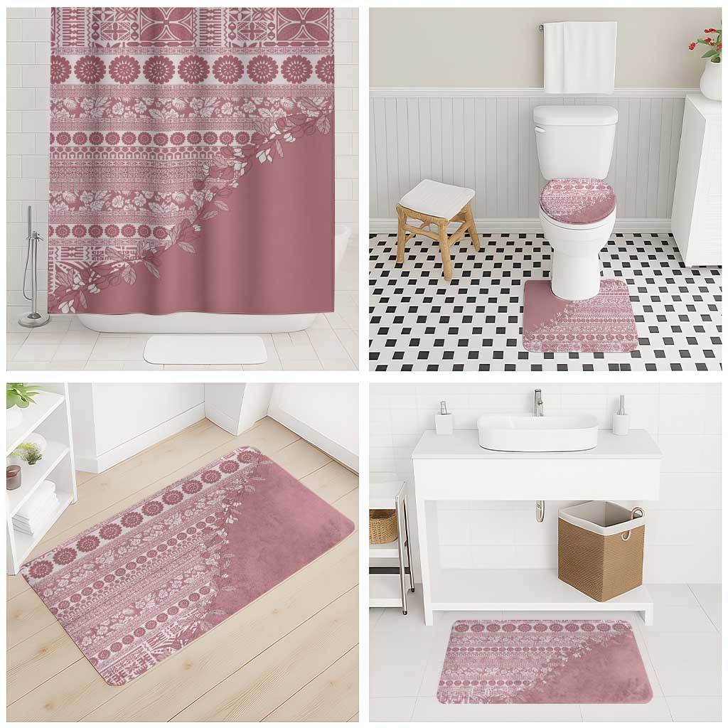 Fiji Marau na Kerisimasi Bathroom Set Dusty Rose Tagimoucia Tapa Masi Tribal - Polynesian Pride