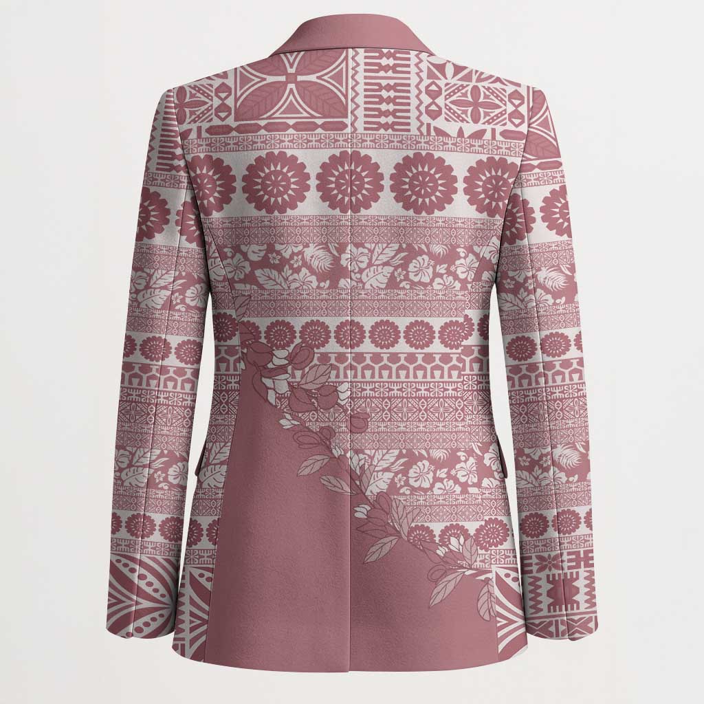 Fiji Marau na Kerisimasi Blazer Dusty Rose Tagimoucia Tapa Masi Tribal - Polynesian Pride