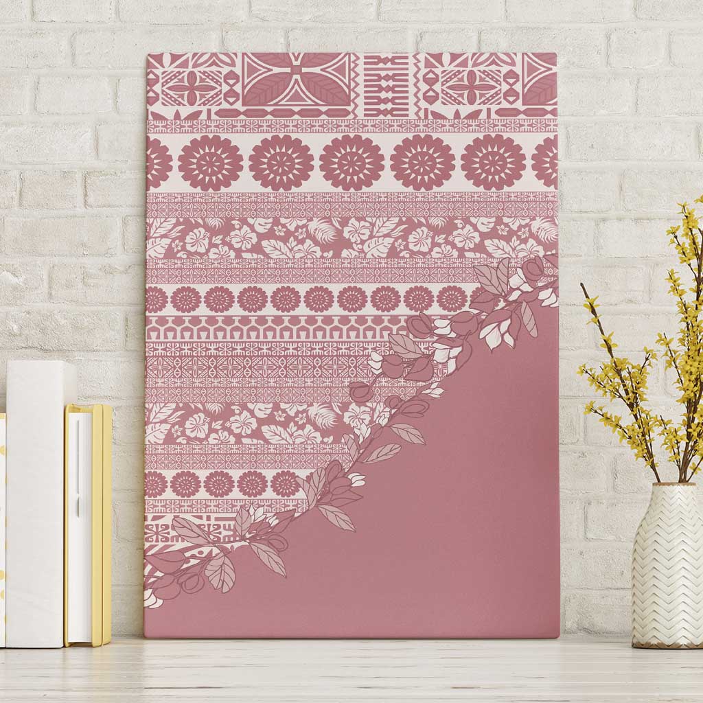 Fiji Marau na Kerisimasi Canvas Wall Art Dusty Rose Tagimoucia Tapa Masi Tribal - Polynesian Pride