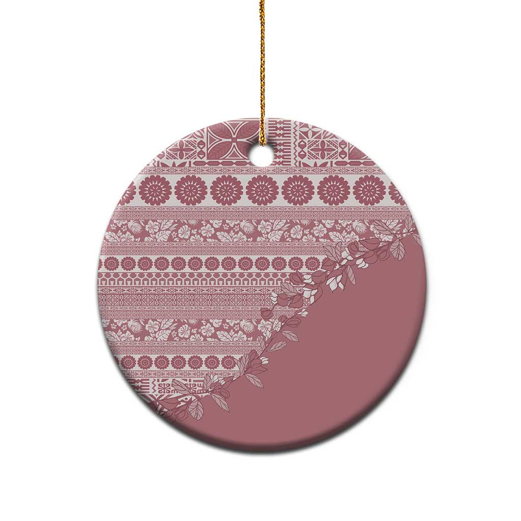 Fiji Marau na Kerisimasi Ceramic Ornament Dusty Rose Tagimoucia Tapa Masi Tribal - Polynesian Pride