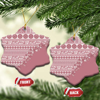 Fiji Marau na Kerisimasi Ceramic Ornament Dusty Rose Tagimoucia Tapa Masi Tribal - Polynesian Pride