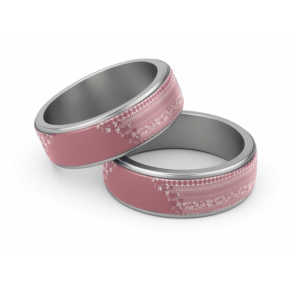 Fiji Marau na Kerisimasi Classic Ring Dusty Rose Tagimoucia Tapa Masi Tribal - Polynesian Pride