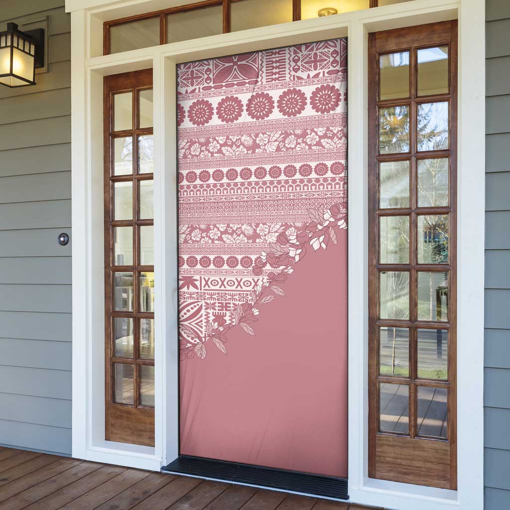Fiji Marau na Kerisimasi Door Cover Dusty Rose Tagimoucia Tapa Masi Tribal - Polynesian Pride