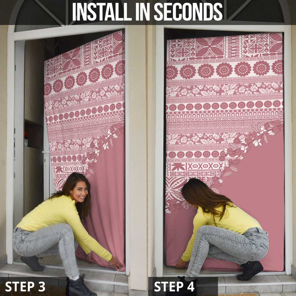 Fiji Marau na Kerisimasi Door Cover Dusty Rose Tagimoucia Tapa Masi Tribal - Polynesian Pride