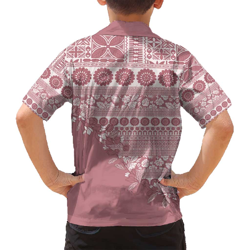 Fiji Marau na Kerisimasi Family Matching Puletasi and Hawaiian Shirt Dusty Rose Tagimoucia Tapa Masi Tribal - Polynesian Pride