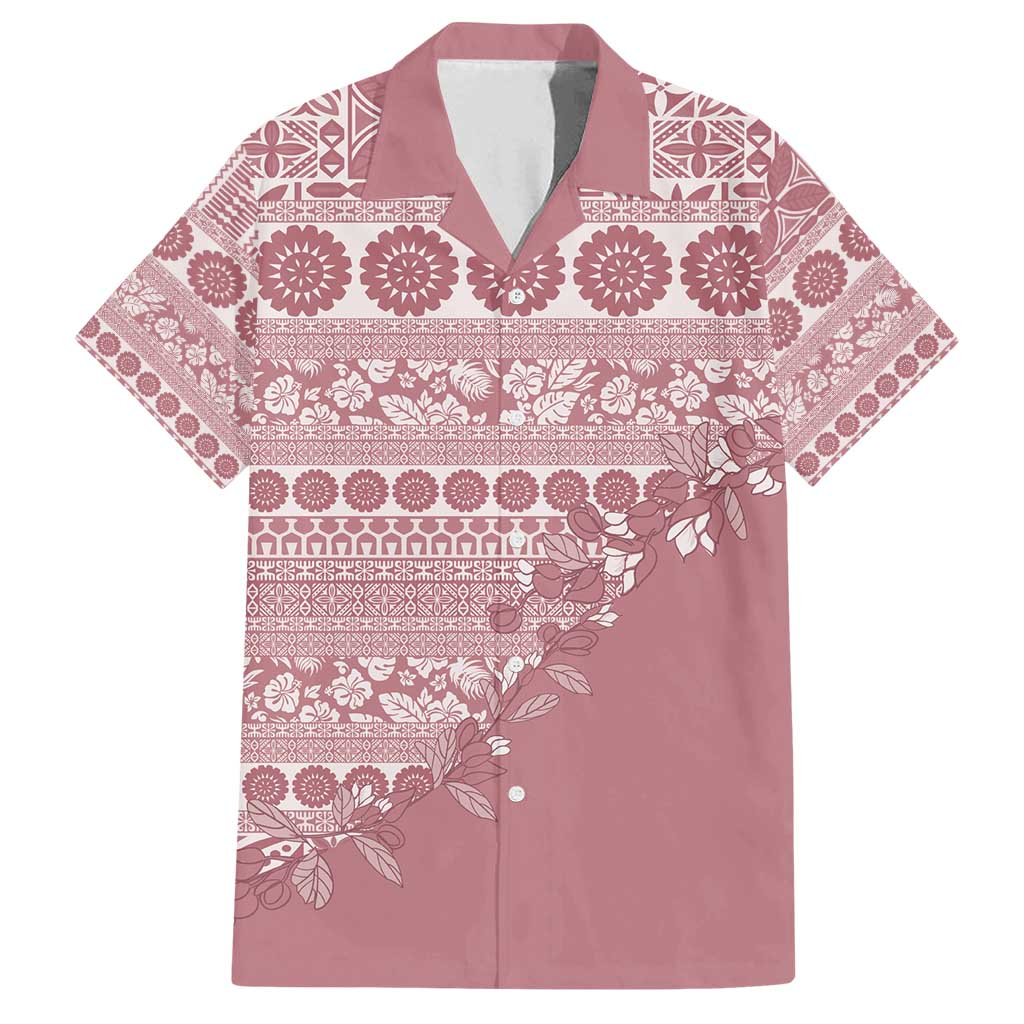 Fiji Marau na Kerisimasi Family Matching Puletasi and Hawaiian Shirt Dusty Rose Tagimoucia Tapa Masi Tribal - Polynesian Pride