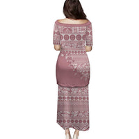 Fiji Marau na Kerisimasi Family Matching Puletasi and Hawaiian Shirt Dusty Rose Tagimoucia Tapa Masi Tribal - Polynesian Pride