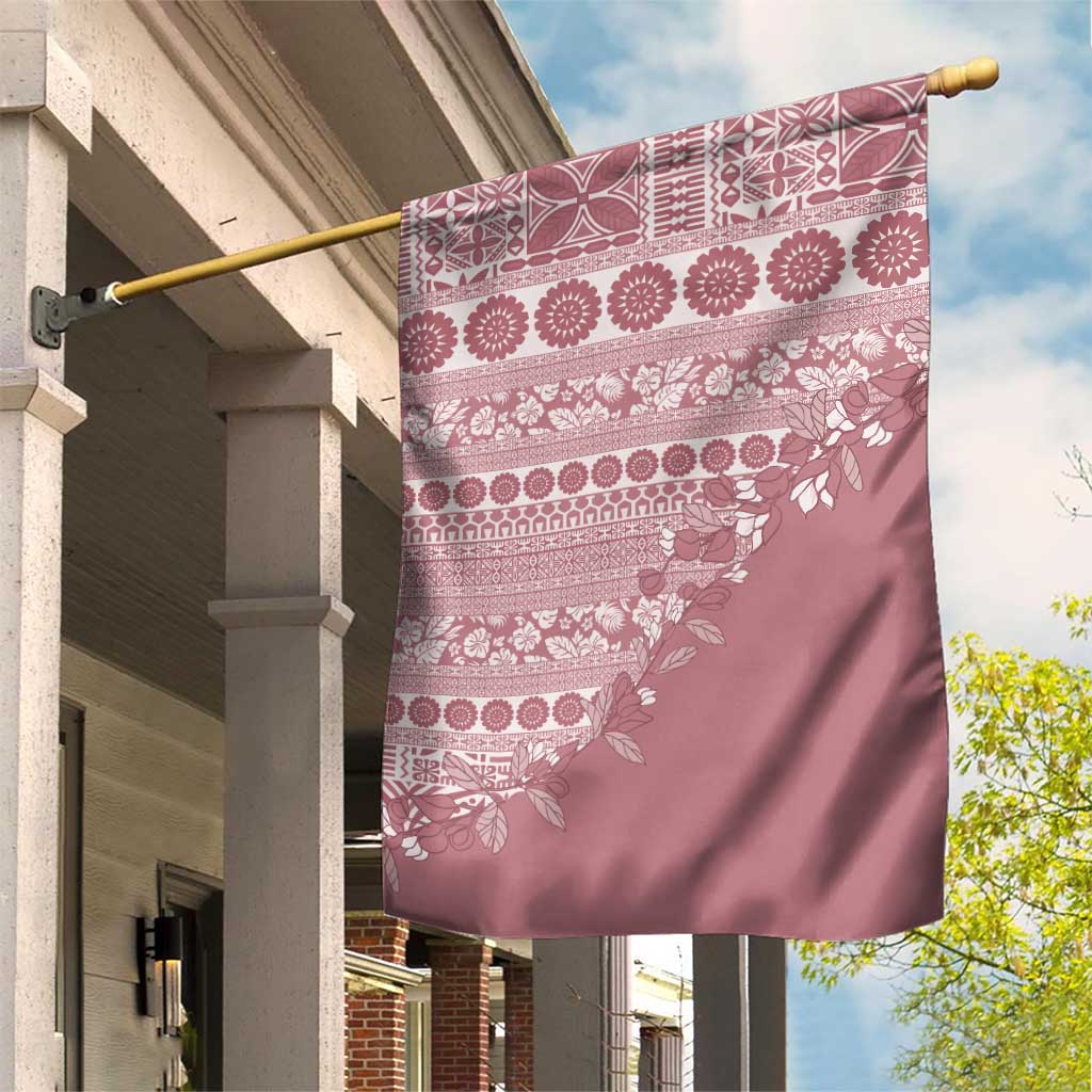 Fiji Marau na Kerisimasi Garden Flag Dusty Rose Tagimoucia Tapa Masi Tribal - Polynesian Pride