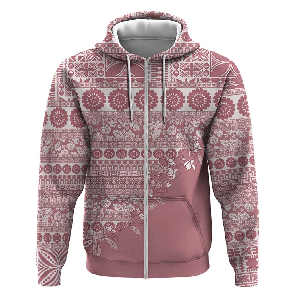 Fiji Marau na Kerisimasi Hoodie Dusty Rose Tagimoucia Tapa Masi Tribal - Polynesian Pride