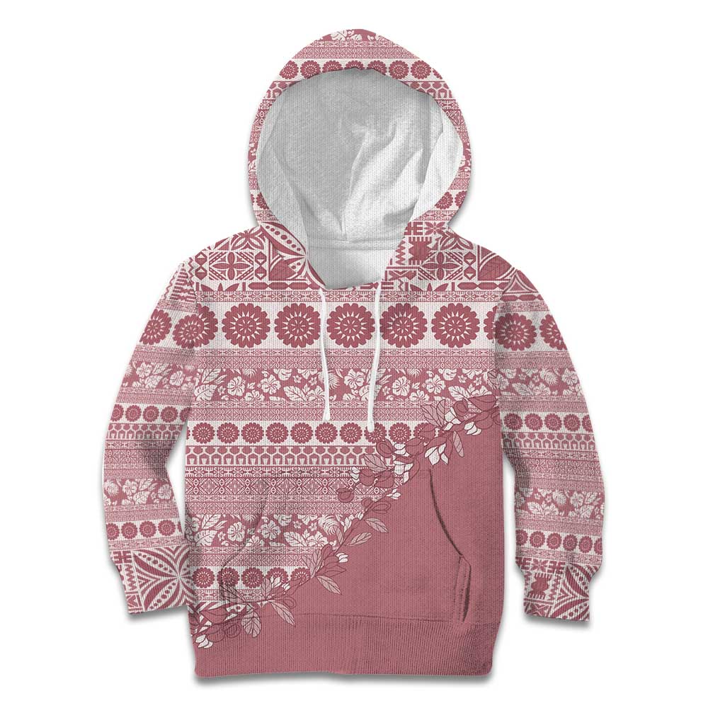 Fiji Marau na Kerisimasi Kid Hoodie Dusty Rose Tagimoucia Tapa Masi Tribal - Polynesian Pride