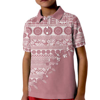 Fiji Marau na Kerisimasi Kid Polo Shirt Dusty Rose Tagimoucia Tapa Masi Tribal - Polynesian Pride