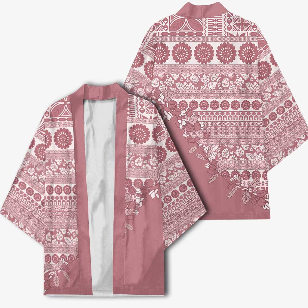 Fiji Marau na Kerisimasi Kimono Dusty Rose Tagimoucia Tapa Masi Tribal - Polynesian Pride
