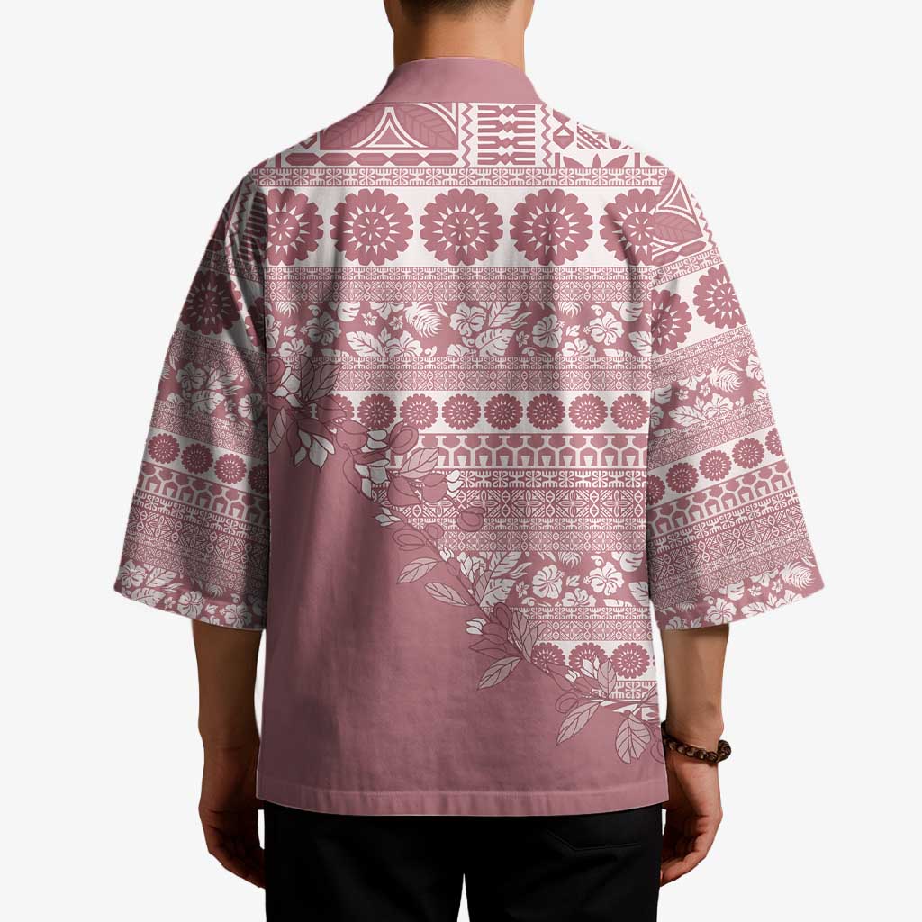 Fiji Marau na Kerisimasi Kimono Dusty Rose Tagimoucia Tapa Masi Tribal - Polynesian Pride