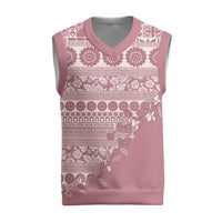 Fiji Marau na Kerisimasi Christmas Knitted V-Neck Vest Dusty Rose Tagimoucia Tapa Masi Tribal - Polynesian Pride