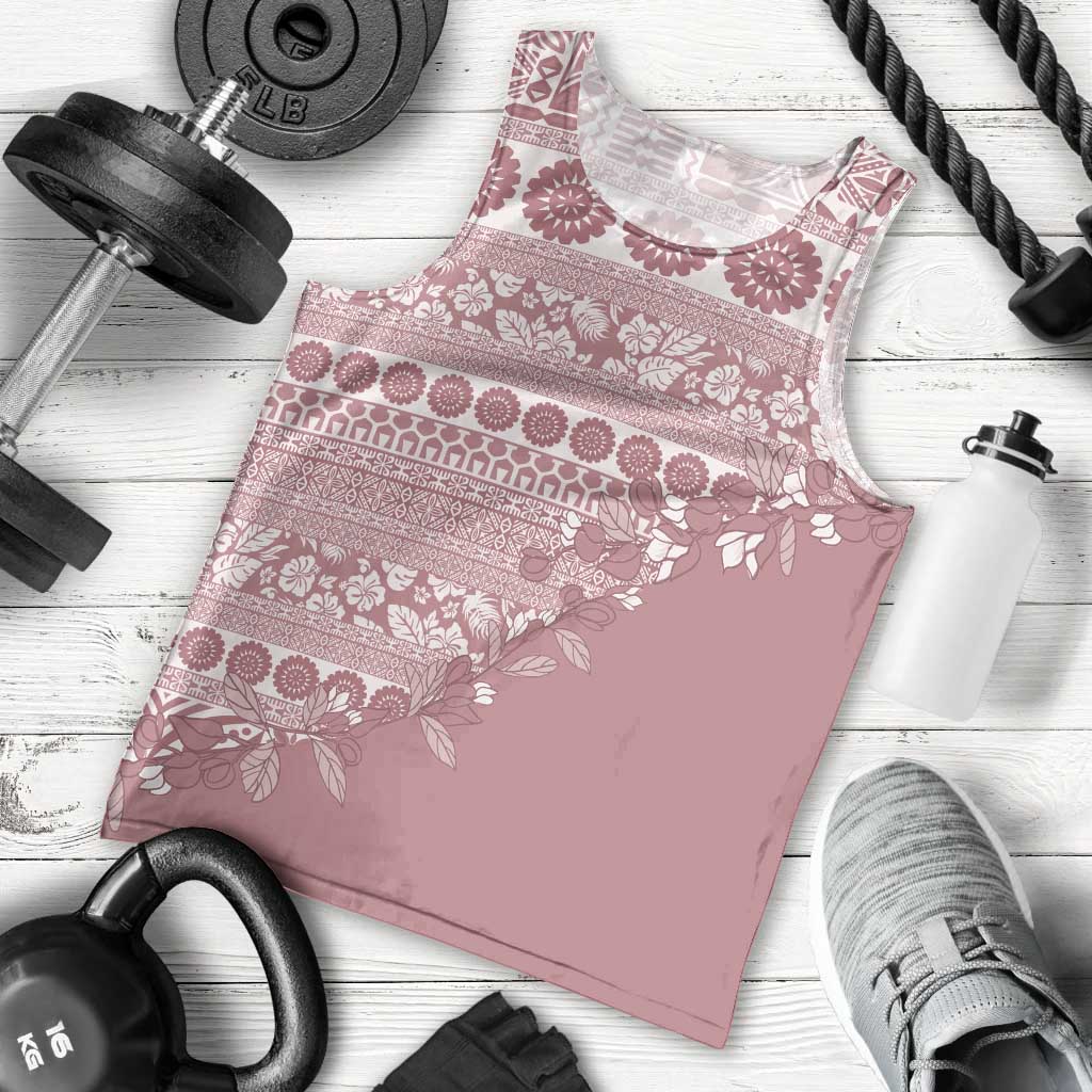 Fiji Marau na Kerisimasi Men Tank Top Dusty Rose Tagimoucia Tapa Masi Tribal - Polynesian Pride