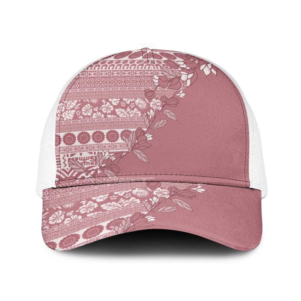 Fiji Marau na Kerisimasi Mesh Trucker Cap Dusty Rose Tagimoucia Tapa Masi Tribal - Polynesian Pride