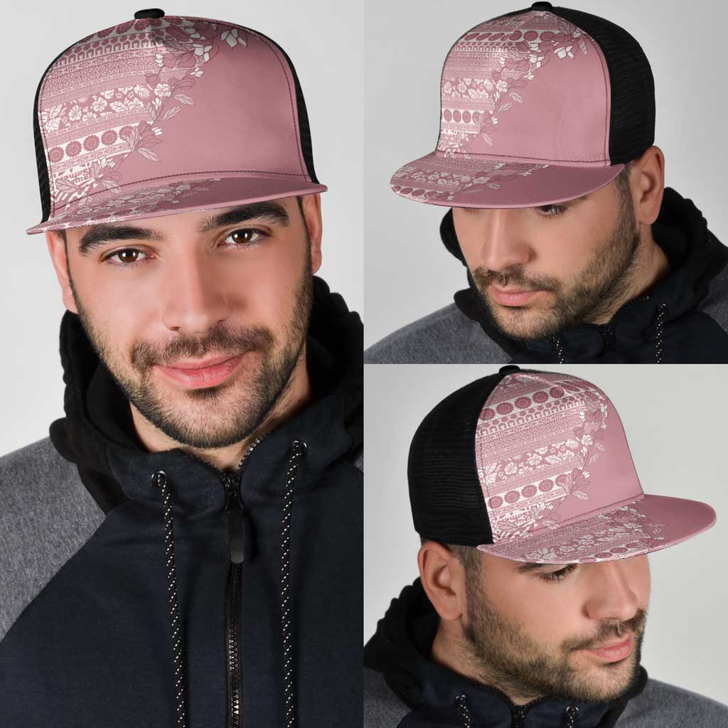 Fiji Marau na Kerisimasi Mesh Trucker Cap Dusty Rose Tagimoucia Tapa Masi Tribal - Polynesian Pride