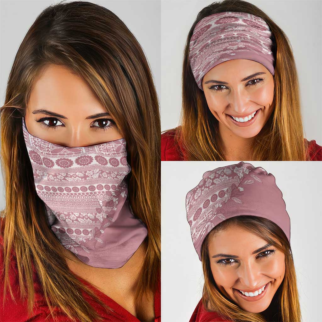 Fiji Marau na Kerisimasi Neck Gaiter Dusty Rose Tagimoucia Tapa Masi Tribal - Polynesian Pride