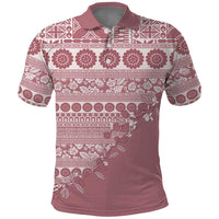 Fiji Marau na Kerisimasi Polo Shirt Dusty Rose Tagimoucia Tapa Masi Tribal - Polynesian Pride