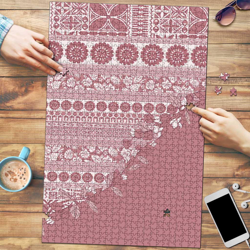 Fiji Marau na Kerisimasi Puzzle Dusty Rose Tagimoucia Tapa Masi Tribal - Polynesian Pride