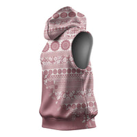 Fiji Marau na Kerisimasi Sleeveless Hoodie Dusty Rose Tagimoucia Tapa Masi Tribal - Polynesian Pride