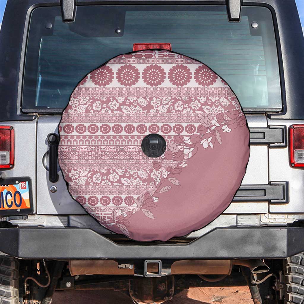 Fiji Marau na Kerisimasi Spare Tire Cover Dusty Rose Tagimoucia Tapa Masi Tribal - Polynesian Pride