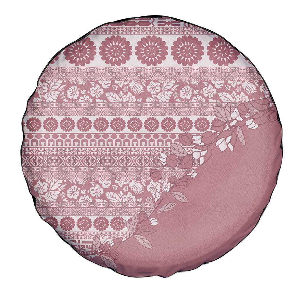 Fiji Marau na Kerisimasi Spare Tire Cover Dusty Rose Tagimoucia Tapa Masi Tribal - Polynesian Pride