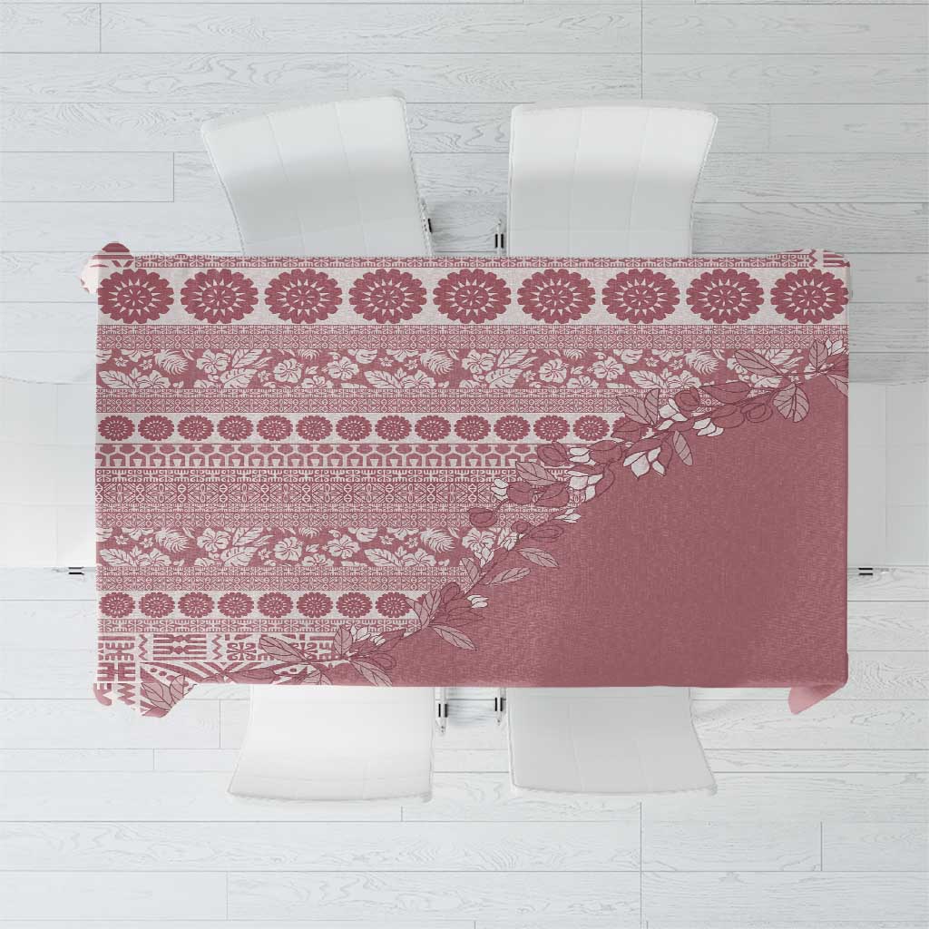 Fiji Marau na Kerisimasi Tablecloth Dusty Rose Tagimoucia Tapa Masi Tribal - Polynesian Pride