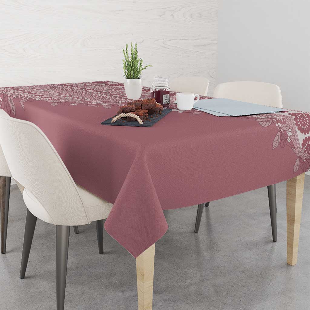 Fiji Marau na Kerisimasi Tablecloth Dusty Rose Tagimoucia Tapa Masi Tribal - Polynesian Pride