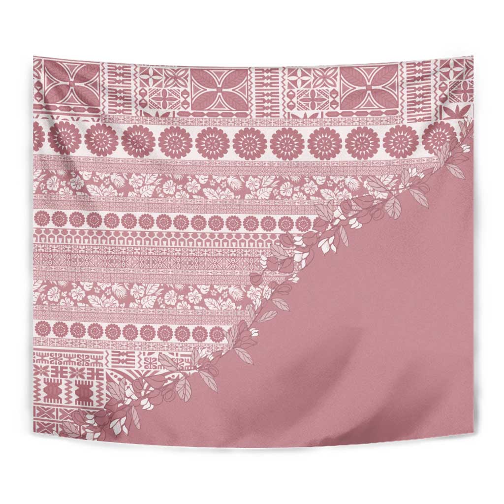 Fiji Marau na Kerisimasi Tapestry Dusty Rose Tagimoucia Tapa Masi Tribal - Polynesian Pride