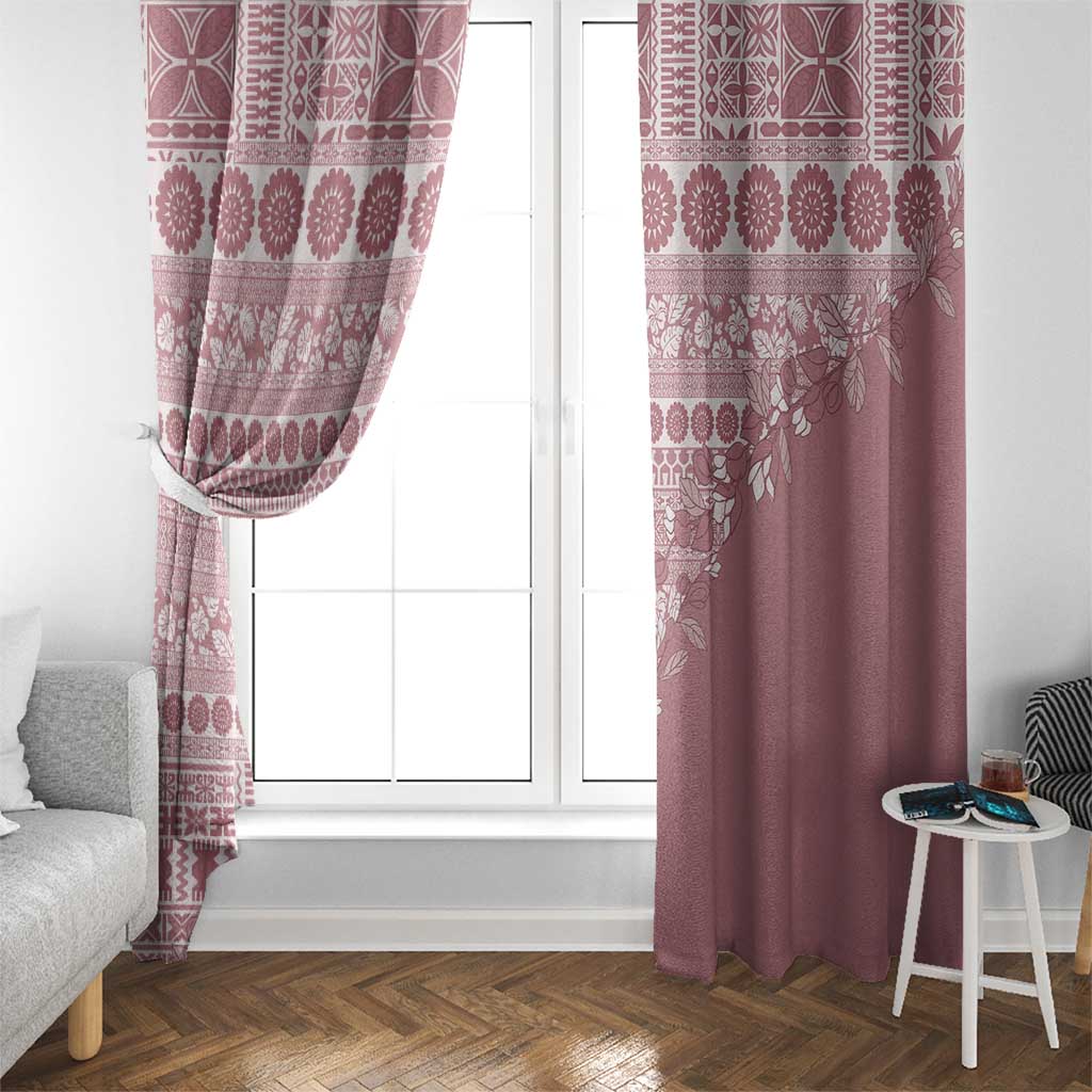 Fiji Marau na Kerisimasi Window Curtain Dusty Rose Tagimoucia Tapa Masi Tribal - Polynesian Pride
