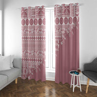 Fiji Marau na Kerisimasi Window Curtain Dusty Rose Tagimoucia Tapa Masi Tribal - Polynesian Pride