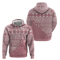 Fiji Marau na Kerisimasi Zip Hoodie Dusty Rose Tagimoucia Tapa Masi Tribal - Polynesian Pride