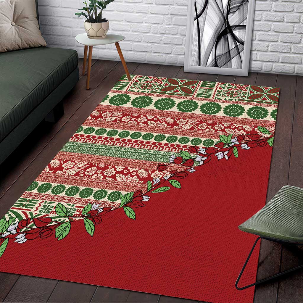 Fiji Marau na Kerisimasi Area Rug Red Tagimoucia Tapa Masi Tribal - Polynesian Pride