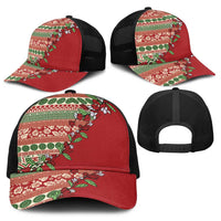 Fiji Marau na Kerisimasi Baseball Net Cap Red Tagimoucia Tapa Masi Tribal - Polynesian Pride