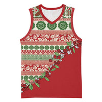 Fiji Marau na Kerisimasi Basketball Jersey Red Tagimoucia Tapa Masi Tribal - Polynesian Pride
