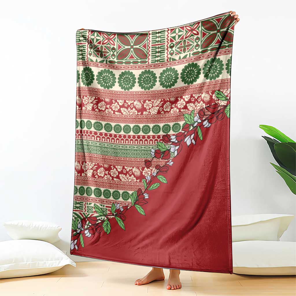Fiji Marau na Kerisimasi Blanket Red Tagimoucia Tapa Masi Tribal - Polynesian Pride