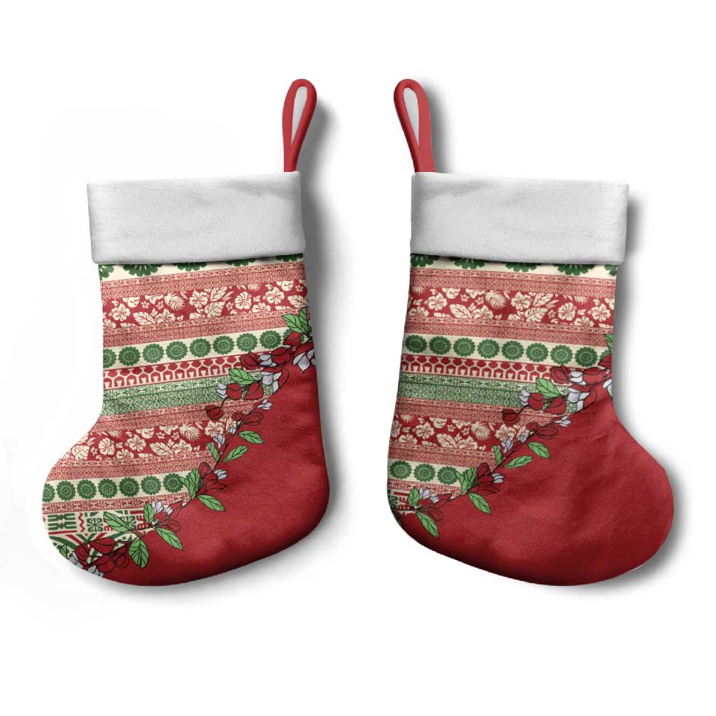 Fiji Marau na Kerisimasi Christmas Stocking Red Tagimoucia Tapa Masi Tribal - Polynesian Pride