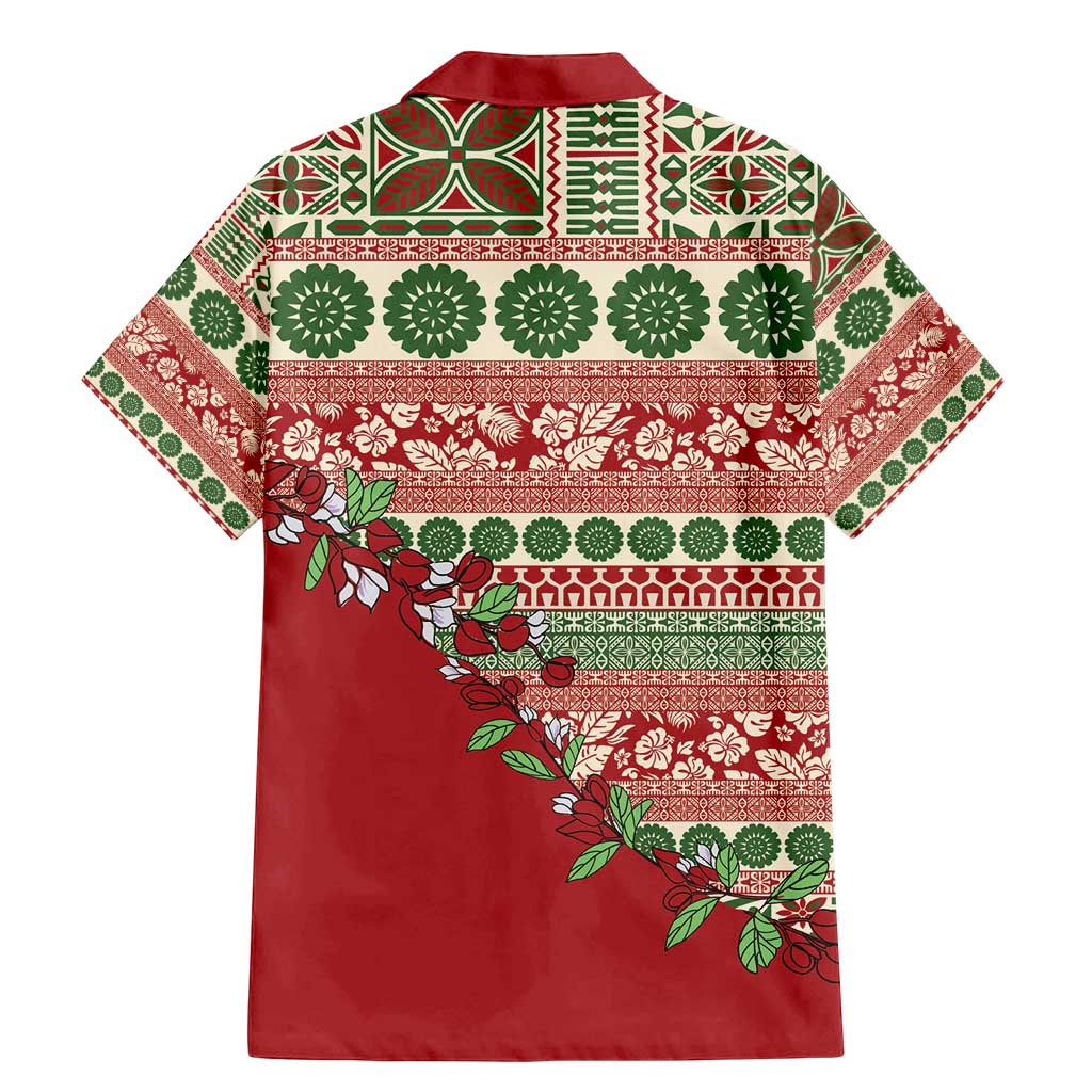 Fiji Marau na Kerisimasi Family Matching Mermaid Dress and Hawaiian Shirt Red Tagimoucia Tapa Masi Tribal - Polynesian Pride