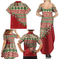 Fiji Marau na Kerisimasi Family Matching Summer Maxi Dress and Hawaiian Shirt Red Tagimoucia Tapa Masi Tribal - Polynesian Pride