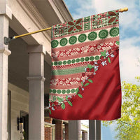 Fiji Marau na Kerisimasi Garden Flag Red Tagimoucia Tapa Masi Tribal - Polynesian Pride