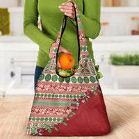 Fiji Marau na Kerisimasi Grocery Bag Red Tagimoucia Tapa Masi Tribal - Polynesian Pride