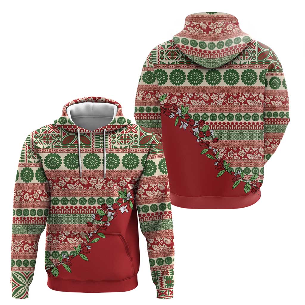 Fiji Marau na Kerisimasi Hoodie Red Tagimoucia Tapa Masi Tribal - Polynesian Pride