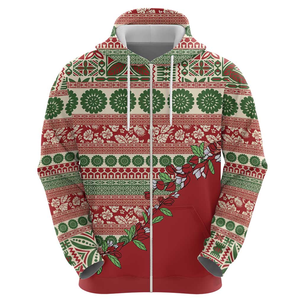 Fiji Marau na Kerisimasi Hoodie Red Tagimoucia Tapa Masi Tribal - Polynesian Pride