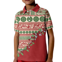 Fiji Marau na Kerisimasi Kid Polo Shirt Red Tagimoucia Tapa Masi Tribal - Polynesian Pride